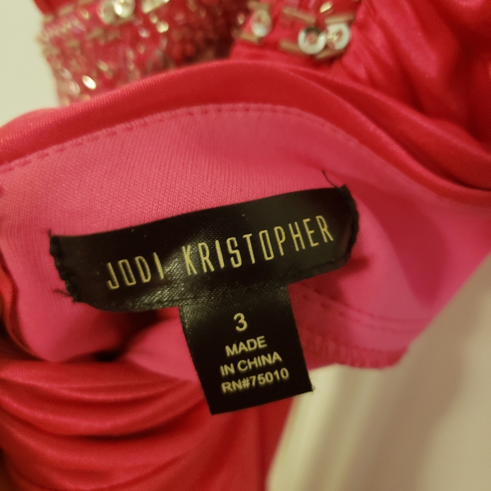 Raspberry Colored Embroidered Prom Dress - Picture 3 of 3